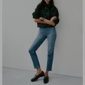 Spanx straight leg jeans, vintage indigo, size M petite